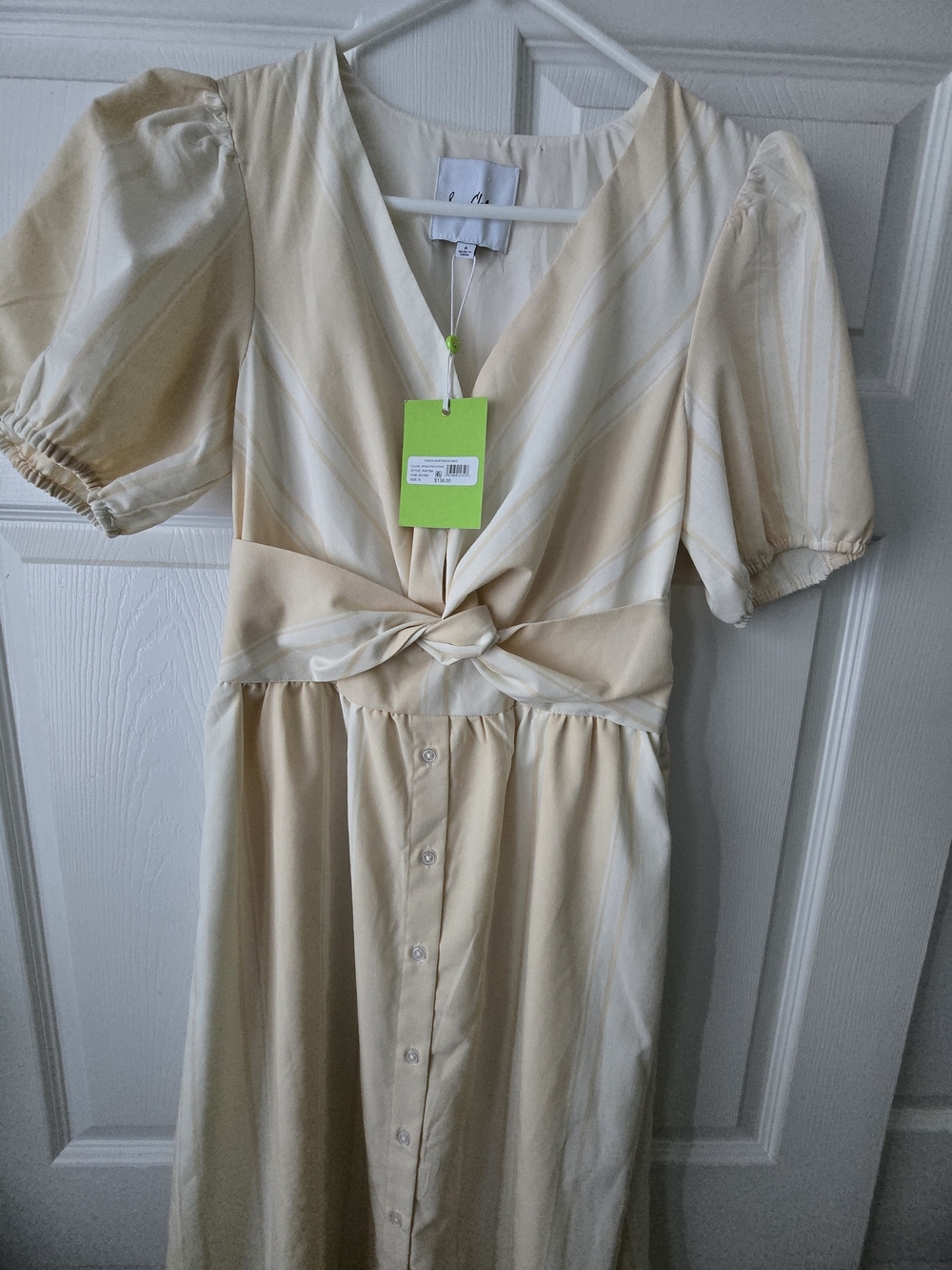 Sam Edelman Cream Twist-Front Midi Dress